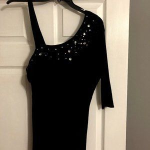 Black one shoulder sweater